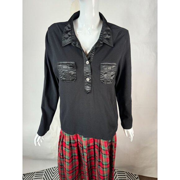 Rafaella Black Long Sleeve Blouse With Satin Trim & Dual Front Pockets Size XL - Picture 11 of 16